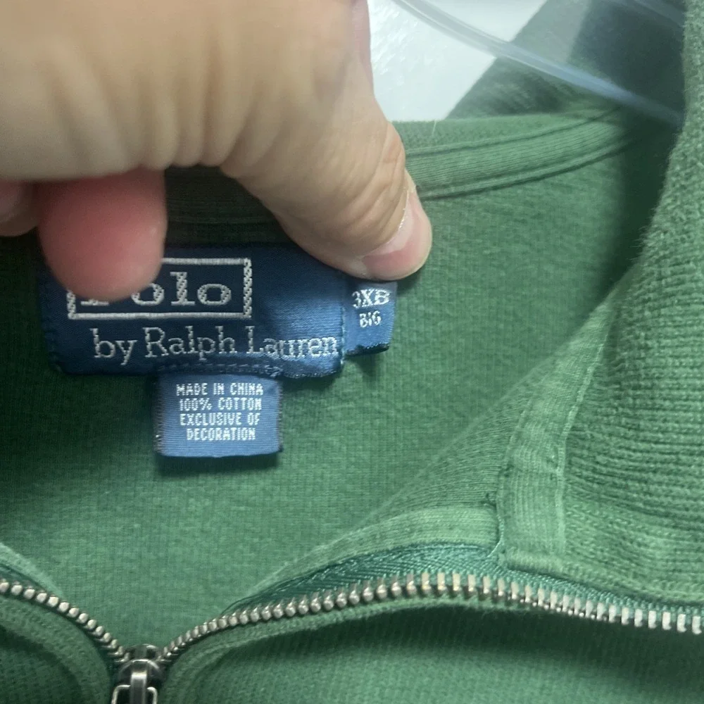 Polo Ralph Lauren Sweater Men's 3XB Green 1/4 Zip Pullover Pony Logo Vintage‎
